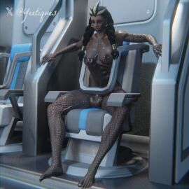 3d chair erect_penis fishnets futa_only futanari illari_(overwatch) illari_quispe_ruiz intersex muscular muscular_futa oily overwatch overwatch_2 penis sitting sitting_on_chair wet yeetiques