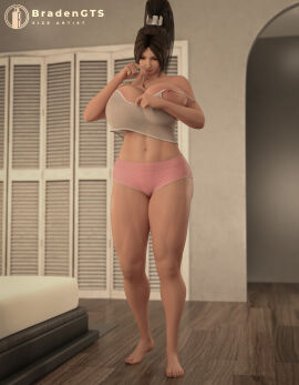 1boy 1girls 2020s 2025 3d big_breasts bradengts breasts clothed clothed_female exposed_breasts extreme_size_difference fatal_fury female giantess height_difference king_of_fighters large_boobs large_breasts light-skinned_female light-skinned_male light_skin long-haired_female long_hair mai_shiranui mai_shiranui_(casual) male midriff pink_shorts short-haired_male short_hair shorts size_difference snk standing stomach tank_top topless topless_male tummy video_game_character white_tank_top