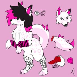 ambiguous_gender animal_genitalia animal_penis animal_pussy arm_warmers armwear balls black_hair canid canine canine_genitalia canine_penis canine_pussy clothing dyed_coat dyed_fur ear_piercing female feral fur furry_balls genital_piercing genitals grey_eyes hair hair_over_eyes knot knotted_penis mammal markings multicolored_body penis penis_piercing piercing pink_body pink_fur pink_hair pussy razoraftrdark solo sparklefur spots spotted_body spotted_fur white_body white_fur