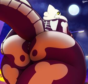 absurd_res animal_humanoid anthro ass belaro big_breasts big_butt bone breasts butt_grab butt_jiggle cleavage clothed clothing costume crush curvy_figure digital_media_(artwork) duo entrapment extreme_size_difference female fish halloween hand_on_butt hi_res holidays huge_breasts huge_butt humanoid intersex intersex/female jiggling looking_at_viewer low-angle_view macro marine micro patti shark size_difference skeleton smile smothering squish tail thick_thighs trapped_in_clothing voluptuous walking wide_hips wobble