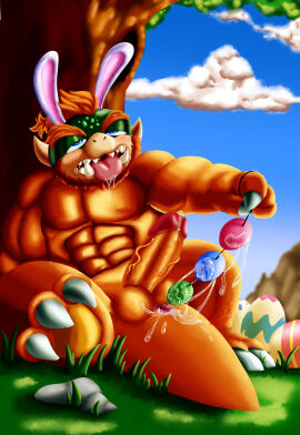 1anthro 1boy 1monster 2024 3_toes 4_fingers abs anal anal_beads anal_juice anal_masturbation anal_object_insertion anal_sex anthro anthro_focus anthro_only anus balls beard ben_d_koopa benediktus_darius_koopa biceps blue_eyes blue_sky blush blushing blushing_male bodily_fluids bunny_ears claws clouds cock day dick digital_art digital_drawing_(artwork) duke_ben easter_eggs erect_penis erection eyes_rolling_back fan_character gaping_mouth gay gay_male genital_fluids genitalia genitals grass green_scales green_skin hi_res horns humanoid_genitalia humanoid_penis koopa male male_focus male_only mario_(series) monster mountain muscles muscular muscular_anthro muscular_male naked naked_male no_humans non-human nude nude_male oc open_mouth orange_beard orange_eyebrows orange_hair original original_artwork original_character outdoors outside pecs penetration penile penis penis_out pleased pleased_expression pleasure pleasure_face pleasured pleasured_face ponytail precum reptile reptilian royal royalty saliva saliva_drip scales sitting sitting_down sitting_on_ground tail teeth_visible tongue tongue_out tree tusks veins veins_on_dick veiny_penis yaoi yellow_body yellow_penis yellow_scales yellow_skin yellow_tail