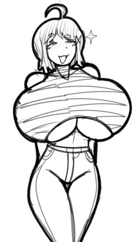 1girls acubedpersonoid ahoge aya_(limbus_company) breasts female huge_breasts jeans limbus_company project_moon