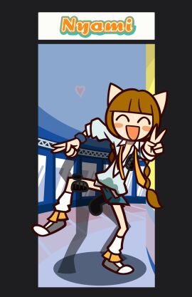 animal_humanoid animated anthro armband balls bangs bemani blush bodily_fluids breath brown_hair closed_eyes clothed clothed_sex clothing duo faceless_character faceless_male felid felid_humanoid feline feline_humanoid female female_penetrated flat_chested footwear from_behind_position genital_fluids genitals gesture hair hand_gesture happy happy_sex heart_reaction hearts_around_head hi_res humanoid konami kurehappa male male/female male_penetrating male_penetrating_female mammal mammal_humanoid necktie nyami_(pop'n_music) one_leg_up open_mouth penetration penile penile_penetration penis penis_in_pussy pop'n_music pussy raised_leg sex shoes sweat sweatdrop twintails_(hairstyle) v_sign vaginal_fluids vaginal_penetration wet wet_clothing