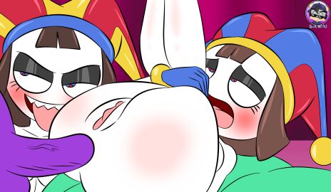 1boy 2girls anal anal_sex ass balls evil_pomni_(the_amazing_digital_circus) female glitch_productions jax_(the_amazing_digital_circus) male open_mouth penis pomni pomni_(the_amazing_digital_circus) pussy sharp_teeth sirjzau tagme the_amazing_digital_circus threesome tongue tongue_out trio