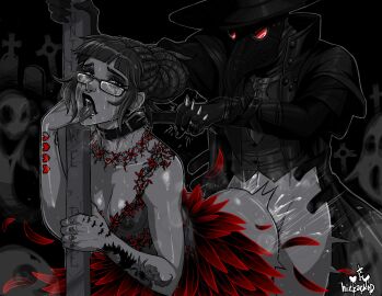 1boy 1girls ahe_gao ahegao_face ambiguous_penetration asphyxiation belt breasts choking_during_sex choking_while_penetrating crying dacryphilia doggy_style female fucked_from_behind fucked_senseless fucked_silly glasses goth goth_girl graveyard male medium_breasts sex_from_behind speed_bump_position speed_lines torogao torturechan turtlechan