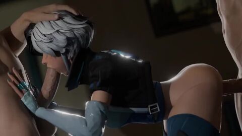 1girls 2boys bare_ass clothed_female_nude_male clothed_sex female_penetrated hand_on_head lewdkamori luna_snow marvel_rivals oral sound spitroast tagme threesome video