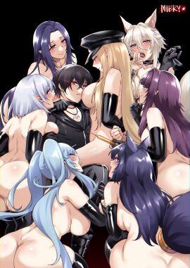 1boy 6+girls 7girls alpha_(the_eminence_in_shadow) beta_(the_eminence_in_shadow) cat_ears cat_girl cat_tail catgirl cid_kagenou delta_(the_eminence_in_shadow) desperate_for_sex epsilon_(the_eminence_in_shadow) eta_(the_eminence_in_shadow) female femdom gamma_(the_eminence_in_shadow) kage_no_jitsuryokusha_ni_naritakute! kneeling latex male male/female male_human/female_elf mibry_(phrysm) naked_female submissive_female syringe the_eminence_in_shadow wolf_ears wolf_girl zeta_(the_eminence_in_shadow)