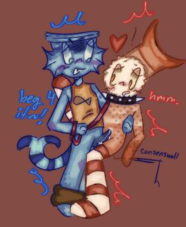 angryfish artist_request dandy's_world finn_(dandy's_world) gay leash_and_collar male male_only shrimpo_(dandy's_world) yaoi