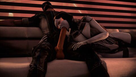1boy 3d android artist_request blowjob edi fellatio female human_on_robot jeff_moreau male mass_effect oral robot robot_girl technophilia