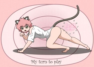 cat_ears cat_girl cat_tail catgirl feline female neko oerba_yun_fang original_character pink_hair pinup projectsubby seductive seductive_look