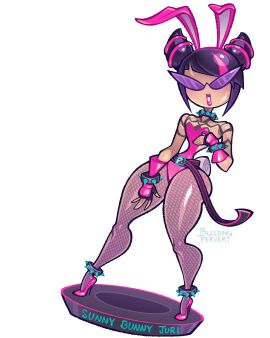 1girls bare_shoulders big_breasts black_hair bleedingpervert blue_eyes blush bow breasts bunny_ears bunnysuit busty capcom cleavage clothed clothing commission detached_collar fake_animal_ears fake_bunny_ears female fishnets high_heels juri_han knick_knack korean large_breasts light-skinned_female light_skin looking_at_viewer multicolored_hair pixar purple_bunnysuit purple_clothing purple_eyes purple_hair sharp_teeth solo solo_female street_fighter street_fighter_6 sunnification sunny_miami thick_thighs thighs thin_waist two-tone_hair