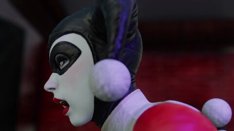 1boy 1girls 3d animated ass assjob batman:_arkham_knight batman_(series) big_ass bodysuit buttjob clothed clothed_female dc dc_comics female female_focus grinding grinding_through_clothes harley_quinn harley_quinn_(arkham) harley_quinn_(arkham_knight) harley_quinn_(classic) huge_ass kishi longer_than_30_seconds male no_sound shirtless_male straight tagme video