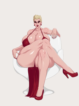 athena_milkwinn blonde_hair breasts busty cleavage female high_heels rampage0118