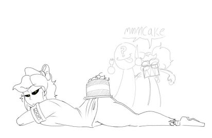 1boy 2girls abrahamslapper cake cake_on_ass cyn_(murder_drones) cyntessa_(murder_drones) emily_(murder_drones) female glitch_productions male murder_drones robot_girl tagme x_eyes yellow_eyes