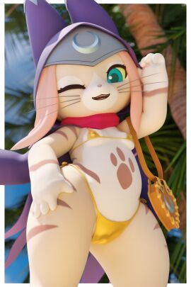 1girls 3d absurd_res anthro bikini blender_(artwork) breasts camel_toe cameltoe capcom clothed clothing digital_media_(artwork) felid feline felyne female fur furry golden_bikini hi_res hood looking_at_viewer lynian mammal monster_hunter mrlolzies101 nipple_outline nipples open_mouth palico pussy small_breasts solo swimwear tsukino_(monster_hunter_stories) two-piece_swimsuit