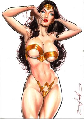 1girls 2024 amazon amazonian artist_name artist_signature bikini bikini_armor black_hair blue_eyes breasts cleavage covered_nipples covering_crotch dc dc_comics diana_of_themyscira diana_prince ed_benes_studio female female_focus female_only gold_(metal) gold_bikini golden_bikini hourglass_figure huge_breasts jeferson_lima jewelry justice_league long_hair looking_at_viewer mature_female metal_bikini metallic_clothing milf practically_nude red_lipstick revealing_clothes seductive seductive_look skimpy_clothes solo tiara wonder_woman wonder_woman_(series)