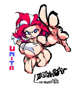 1girls angry artist_logo artist_name big_breasts bikini blue_eyes breasts female glitter hips huge_breasts long_hair looking_at_viewer muscular muscular_female muscular_thighs no_panties oc original_character patriotic_clothing red_hair star_eyes stylized superheroine unita_(zommbay) white_hair wide_hips zommbay