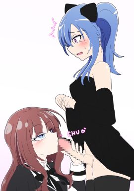 1futa 1girls ^^^ animal_ears assault_lily bangs bare_shoulders black_dress black_ribbon black_thighhighs blue_hair blunt_bangs blush bottomless breasts brown_hair cat_ears censored closed_mouth clothed clothed_sex clothes_lift clothing commentary_request cowboy_shot detached_sleeves dress dress_lift duo erection fake_animal_ears feel_(beniironotori) fellatio female from_side futa_on_female futa_with_female futanari gradient_background hair_between_eyes hand_up hands_up heart high_ponytail highres human intersex ishikawa_aoi kaede_johan_nouvel kissing_penis lifted_by_self light-skinned_female light-skinned_futa light_skin long_hair long_sleeves looking_at_another looking_down looking_up medium_breasts mosaic_censoring mostly_clothed multiple_females multiple_girls neck_ribbon no_panties oral parted_lips penis penis_grab profile purple_background purple_eyes raised_eyebrows ribbon school_uniform sex side_ponytail sidelocks spoken_heart standing strapless strapless_dress sweatdrop thighhighs white_background yurigaoka_girls_academy_school_uniform