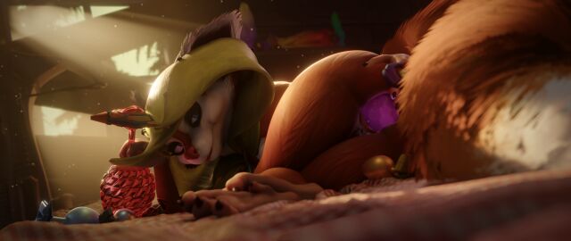 3d anal anal_plug anal_sex ano_delta anthro buttplug cape clothing digital_media_(artwork) dota female hi_res hoodwink_(dota) looking_back lying mammal object_in_ass on_side penetration plug_(sex_toy) pussy rodent sciurid sex_toy sex_toy_in_ass sex_toy_in_pussy sex_toy_insertion smile solo squirrel tree_squirrel vaginal_penetration