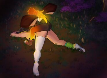 2boys boy_on_top femboy forest gay girly male outside paintedcubes shoes shoes_only thigh_highs thighs yaoi