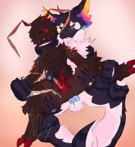 anal_sex antennae ass balls black_fur brown_fur bug crawlipede_(kaiju_paradise) cum cumming gay gay_sex jawbreaker_(kaiju_paradise) kaiju_paradise knot male male/male male_only penis penis_in_ass white_fur