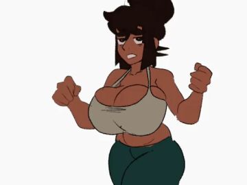 1girls animated big_breasts bouncing_breasts breasts dand_u dark-skinned_female dark_skin female mene_(dand_u) original running tank_top thighs