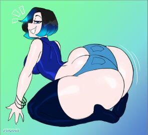 1girls 2d andi_(space_left) ass ass_bigger_than_head ass_cleavage ass_crack big_ass big_breasts big_thighs blue_clothing blue_eyes blue_hair booty_shorts bottom_heavy bracelets breasts butt_crack clothed clothing digital_art digital_drawing digital_drawing_(artwork) digital_media digital_media_(artwork) female gradient gradient_background gradient_hair hips hips_wider_than_shoulders hourglass_figure huge_ass huge_thighs human hyper_ass large_ass large_thighs legwear looking_at_viewer looking_back looking_back_at_viewer oc original_character simple_background small_waist smile smile_at_viewer smiling_at_viewer solo solo_female solo_focus space_left thick thick_ass thick_hips thick_legs thick_thighs thigh_highs thighhighs thin_waist tight_clothing tight_fit wide_hips zrfurious
