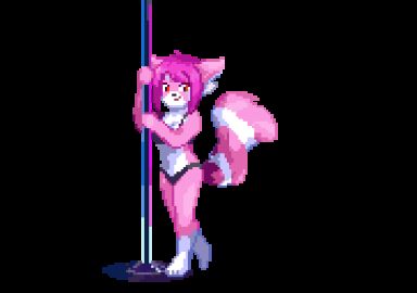 animated anthro bangs bottomwear bra breasts canid canine clothing dancing digital_media_(artwork) female fox genitals hair kick leg_out lewd_eden_games mammal markings nude orange_eyes pattern_clothing pink_body pink_hair pixel_(artwork) pixel_animation pixel_art pole pussy raccoon_dog shorts side_bangs solo spread_legs spreading striped_clothing striped_markings striped_tail stripes stripper stripper_pole symbell tail tail_markings tanuki teasing thighs_spread underwear vulva