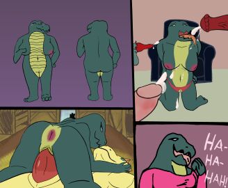 absurd_res ahe_gao ails anthro anus bodily_fluids duo female genital_fluids genital_focus genitals group hi_res kiss_on_lips kissing laugh looking_pleasured male mature_female nude penetration pussy smile solo spread_anus spreading vaginal_penetration