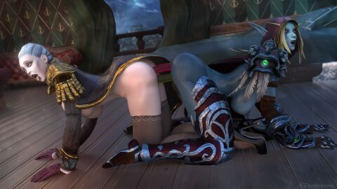 2girls 3d ahe_gao all_fours ass barbell_piercing big_ass big_breasts blizzard_entertainment blonde_hair blue_skin breasts dildo female female_only gilf granny human human_(world_of_warcraft) katherine_proudmoore large_ass large_breasts light-skinned_female light_skin milf nipple_piercing nipples old old_woman piercing sex_toy sylvanas_windrunner thick_thighs undead undead_(warcraft) voluptuous voluptuous_female warcraft white_hair wide_hips world_of_warcraft yuri zentaeron