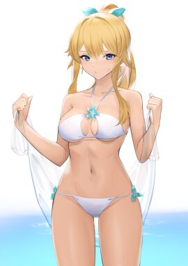 1girls absurd_res absurdres adult aqua_hair_ribbon aqua_ribbon arms_up bare_armpits bare_arms bare_belly bare_chest bare_hands bare_hips bare_legs bare_midriff bare_navel bare_shoulders bare_skin bare_thighs bare_torso belly belly_button bikini bikini_bottom bikini_only bikini_top blonde-haired_female blonde_eyebrows blonde_female blonde_hair blue-eyed_female blue_background blue_eyes blue_hair_ribbon blue_ribbon breasts cleavage collarbone covered_nipples dot_nose earrings elbows exposed exposed_armpits exposed_arms exposed_belly exposed_legs exposed_midriff exposed_shoulders exposed_thighs exposed_torso female female_focus female_only fingers genshin_impact groin hair_between_eyes hair_ribbon half_naked hands_up high_resolution highres hourglass_figure jean_gunnhildr legs light-skinned_female light_skin lips long_hair looking_at_viewer lordol medium_breasts naked naked_female navel nervous nervous_face nervous_female nude nude_female ponytail pussy ribbon shoulders shy shy_expression simple_background slender_body slender_waist slim_female slim_waist solo standing string_bikini sweat sweatdrop swimsuit swimwear thick_thighs thigh_gap thighs thin_waist upper_body v-line veil water white_background white_bikini white_bikini_bottom white_bikini_only white_bikini_top white_string_bikini white_swimsuit white_swimwear white_veil wide_hips