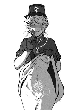 1boy 1cuntboy bornagainwhore censored cuntboy cuntboy_only femboy femboy_only finger_to_mouth identity_v idv intersex lifting_shirt male male_only mastectomy_scar shushing trans trans_boy trans_male trans_man transgender transgender_male transmasc victor_grantz