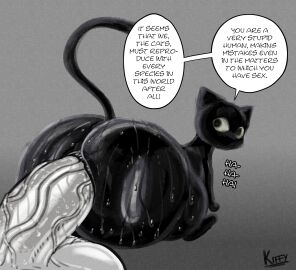 a_cat_is_fine_too absurd_res anal anal_sex anus artist_name ass big_ass big_penis black_body black_ears black_eyes black_fur black_tail bodily_fluids domestic_cat english_text felid feline felis feral fur furry genitals gradient_background grey_background greyscale hi_res huge_ass huge_cock human human_on_feral humanoid_genitalia humanoid_penis interspecies kiffy_(artist) laugh long_tail male male/male mammal monochrome penetration penis rear_view sex simple_background sindenekoninaru speech_bubble sweat sweatdrop sweaty_ass sweaty_genitalia sweaty_penis tail text vein veiny_penis watermark zoophilia
