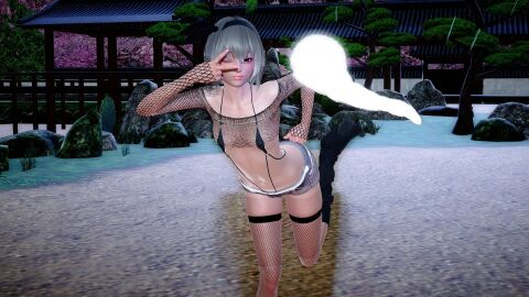 3d ass bimbo bimbo_body female fishnets huge_ass midriff motor_okaki navel thick_thighs touhou wide_hips youmu_konpaku