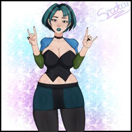 black_nails breasts busty choker female female_focus female_only goth goth_girl gwen_(tdi) hourglass_figure lipstick makeup shadboy teal_lipstick total_drama_island wide_hips