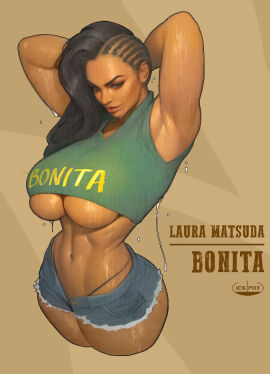 2d breasts busty female female_focus female_only hourglass_figure ickpot laura_matsuda street_fighter tagme underboob wide_hips