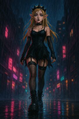 goth goth_girl looking_at_viewer princess_zelda stockings