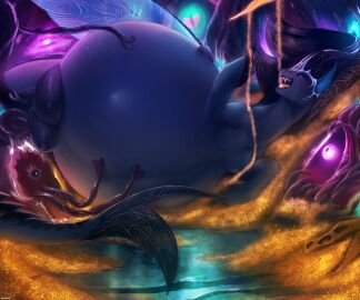 absurd_res anus bahnbahn belly big_belly big_teats black_body blue_eyes bodily_fluids equid european_mythology fan_character female feral genital_fluids genitals ginormous_belly greek_mythology hasbro hi_res hippocampus huge_belly huge_teats hyper hyper_belly hyper_pregnancy lying mammal marine my_little_pony mythology on_side penetration pregnant pregnant_female pregnant_feral sex sharp_teeth solo teats teeth tentacle tentacle_in_vagina tentacle_penetration tentacle_sex vaginal_penetration vulva wings