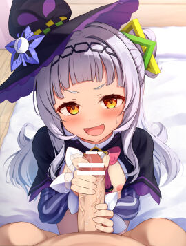 1boy absurdres arched_bangs bar_censor black_capelet black_hat black_skirt blush bow bowtie breasts capelet censored clothed_female_nude_male commentary_request erection female grey_hair grey_shirt hair_bun hairband half_updo handjob hat highres hololive hololive_gen_2 hololive_japan long_hair long_sleeves looking_at_viewer male motion_blur murasaki_shion murasaki_shion_(1st_costume) nipples no_bra no_gloves non_non_moral nude open_clothes open_mouth open_shirt paid_reward_available penis pink_bow pink_bowtie pov pov_crotch precum purple_capelet reverse_grip_handjob shirt side_up_bun sidelocks single_side_bun skirt small_breasts smug straight striped_clothes striped_shirt sweatdrop textless_version tilted_headwear translation_request two-handed_handjob veins veiny_penis vertical-striped_clothes vertical-striped_shirt virtual_youtuber witch_hat yellow_eyes