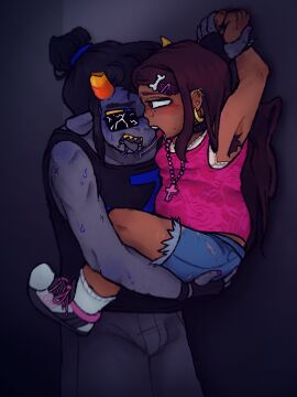 alien artist_request equius_zahhak fuck_me_eyes homestuck interspecies kissing male mano_(robbiedraws) ms_paint_adventures noelle_(robbiedraws) self_insert sloppy_makeouts spit sweat troll yaoi
