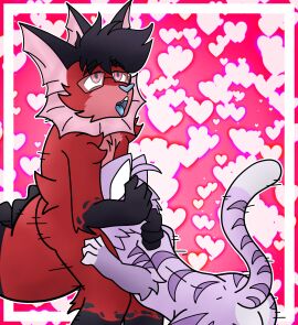 2024 absurd_res acqua_lizard ambiguous_gender ambiguous_penetrated big_tail black_hair black_tail blue_nose blue_tongue deepthroat domestic_cat eeveelution eyewear face_fucking felid feline felis fellatio fin frill_(anatomy) fur generation_1_pokemon glasses hair heart_symbol hi_res interspecies irrumatio looking_up luluki male male/ambiguous male_penetrating male_penetrating_ambiguous mammal nintendo open_mouth oral oral_penetration penetration penile penis pink_body pink_fur pokemon pokemon_(species) purple_body purple_fur red_body red_eyes red_fur red_tail sex simple_background tail tongue two-tone_tail vaporeon vappy_liv