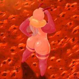 1:1 1girls antennae anthro ass back_view bee bee_(minecraft) big_ass birds_eye_view facrec female minecraft neck_tuft posing self_upload solo standing wide_hips wings