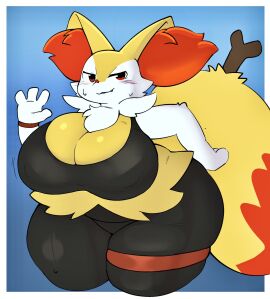 big_breasts braixen breasts cleavage female furry huge_breasts inazuma_kat pokemon pokemon_(species) tagme thick_thighs wide_hips