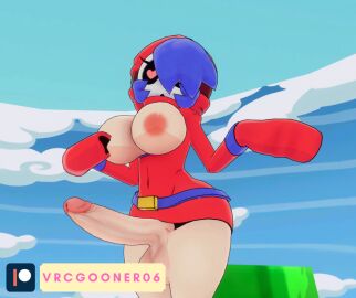 3d breasts futanari heart-shaped_pupils intersex large_breasts large_penis looking_down_at_viewer mario_(series) penis shy_gal vrcgooner06 vrchat