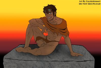 1boy balls brown_skin gayskeletonart heroes_of_olympus hispanic hispanic_male latino latino_male leo_valdez male male_focus male_only masculine muscular muscular_male penis percy_jackson_and_the_olympians solo solo_focus tagme
