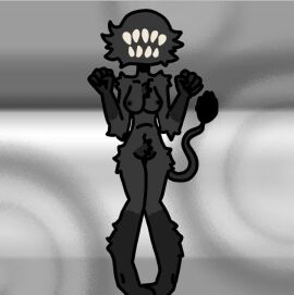 black_and_white black_hair breasts eagle_(incredibox) female fluffy incredibox_mod incrediwix looking_at_viewer male mouth_for_a_face no_eyes recursedbox tagme tail teeth thighs twink