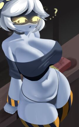 1girls 2d 2d_(artwork) 2d_artwork alaki_zezo animal_ears areolae ass barely_clothed big_ass big_breasts big_thighs black_thong blush blushing_female breasts clothed clothed_female clothing cute disassembly_drone drone female female_nipples female_only female_solo gigantic_ass gigantic_thighs glitch_productions huge_ass huge_breasts huge_thighs looking_at_viewer murder_drones panties robot robot_girl robot_humanoid sega shirt short_hair silver_hair solo solo_female solo_focus sonic_(series) thick_hips thick_thighs thighhighs thighs thong v_(murder_drones) white_body yellow_eyes