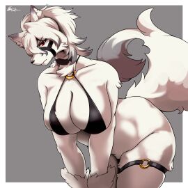 1girls 2020s 2024 2d 2d_(artwork) anthro anthro_only big_breasts big_thighs bikini bikini_top black_bikini breasts choker cleavage collar collarbone crossgender eyebrows eyelashes female female_focus female_only flashing_breasts fur furry furry_female furry_only genderswap genderswap_(mtf) gold_jewelry hair hi_res highres hips hoyoverse large_breasts large_thighs long_hair looking_at_viewer neck_tuft red_eyes rule_63 solo solo_anthro solo_female solo_focus tagme taphris thick_thighs thigh_strap thighs tuft von_lycaon white_fur white_hair wide_hips wolf wolf_ears wolf_girl wolf_tail wrist_tuft zenless_zone_zero