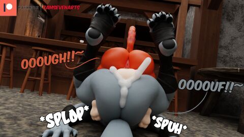 3d anal anal_sex anthro anus arm_wrapping arm_wraps ass balls balls_slap bar bodily_fluids bubble_ass bubble_butt camseven canid canine canis claws counter cum cum_drip cum_in_ass cum_inside cum_on_ass cum_on_balls cum_on_butt cum_overflow death_(puss_in_boots) death_(valorlynz) digital_media_(artwork) domestic_cat dreamworks dripping duo ejaculation felid feline felis from_front_position fur furniture genital_fluids genitals grey_body grey_fur hi_res inside leg_wrap leg_wraps legs_up lying male male/male mammal mating_press moan motion_lines nude on_back on_ground on_top orange_body orange_fur pawpads penetration puss puss_in_boots_(dreamworks) puss_in_boots_(film) puss_in_boots_the_last_wish raised_tail rear_view sex shrek_(series) size_difference slap small_dom_big_sub sound_effects stool straddling tail tavern text thick_thighs wolf wrapped_arms wrapped_legs wraps