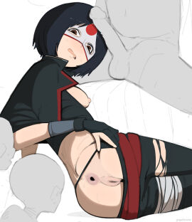 1girls 3boys anus anus_only anus_peek asian asian_female bikini bikini_pull breasts breasts_out clothes_pull dc dc_comics erect_penis female grapeforwine katana_(dc) male mask penis pussy suicide_squad suicide_squad_isekai swimsuit sword tatsu_yamashiro weapon